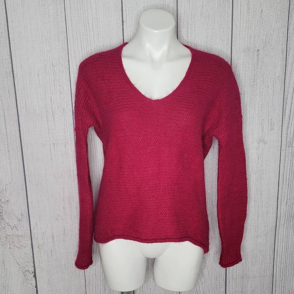 Free People Oversized Pink Cotton Alpaca Blend High Low Sweater Womens Size XS